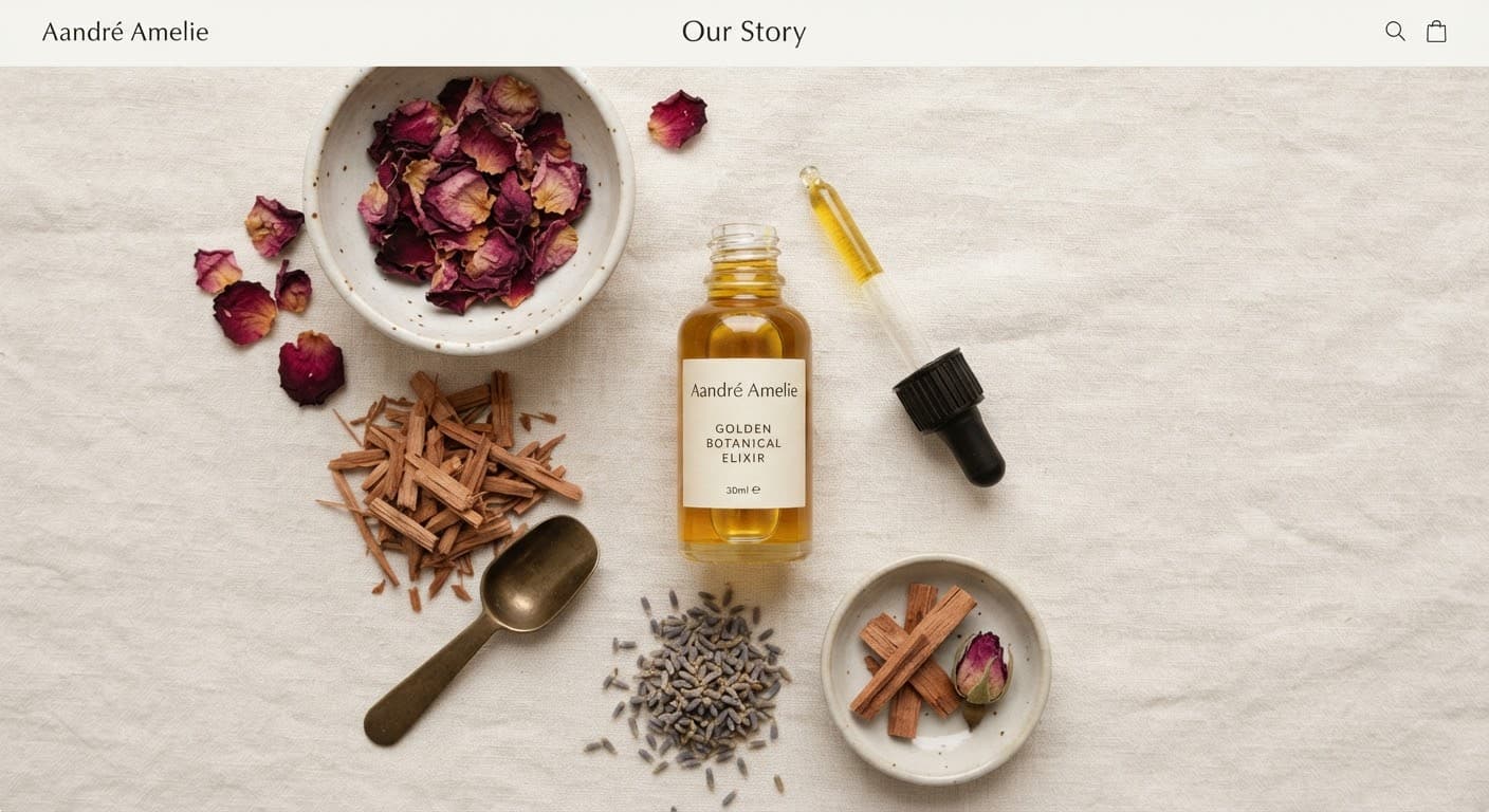 Flatlay of natural botanical ingredients representing diverse skin types