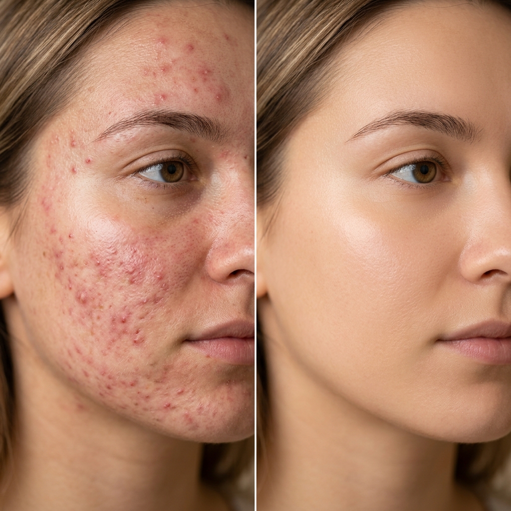 Before and After using Acne Shield