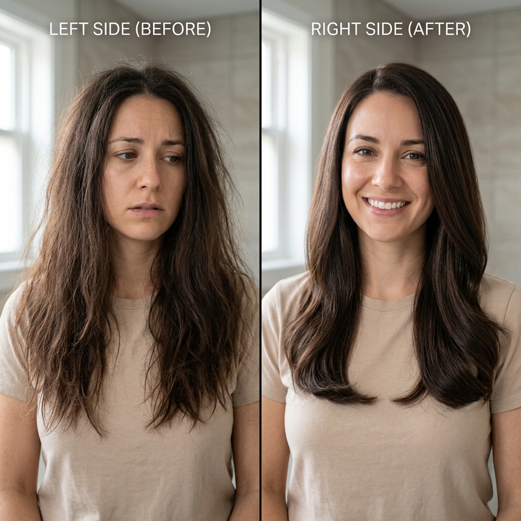 Before and After using Aandre Amelie Herbal Hair Nourishing Mask